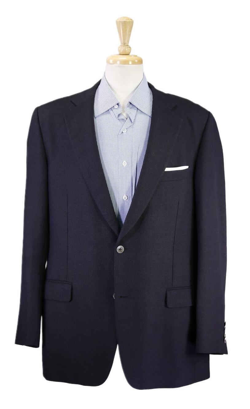 Paul Stuart Navy Blue Wool Linen 2-Btn Knit Woven Blazer Jacket 43L 42L
